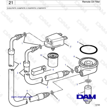 Volvo Penta 5.7L GS - Remote Oil Filter