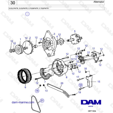 Volvo Penta 5.7L GS - Alternator