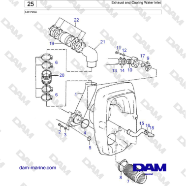 Volvo Penta 5.0L FI - Exhaust and Cooling Water Inlet