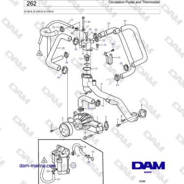 Volvo Penta 8.1L OSI - Circulation Pump and Thermostat