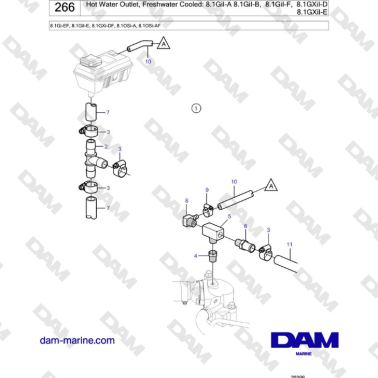 Volvo Penta 8.1L OSI - Hot Water Outlet, Freshwater Cooled