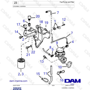Volvo Penta 3.0L GL - Fuel Pump and Filter