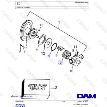 Volvo Penta 3.0L GL - Seawater Pump