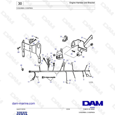 Volvo Penta 3.0L GL - Engine Harness and Bracket