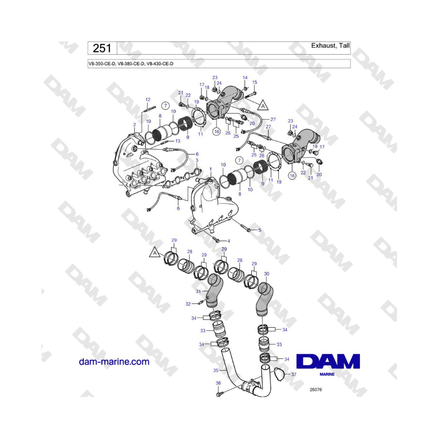 Volvo Penta V8-430 - Exhaust, Tall