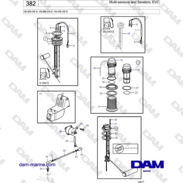 Volvo Penta V8-430 - Multi-sensors and Senders, EVC
