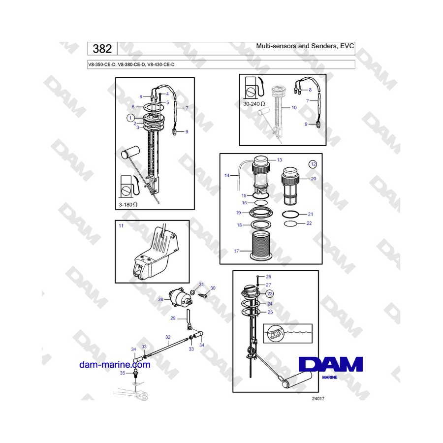 Volvo Penta V8-430 - Multi-sensors and Senders, EVC