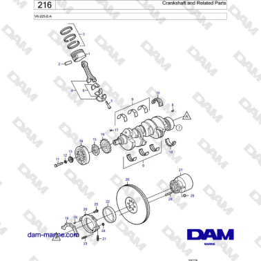 Volvo Penta V6-225 - Crankshaft and Related Parts