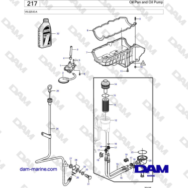 Volvo Penta V6-225 - Oil Pan and Oil Pump