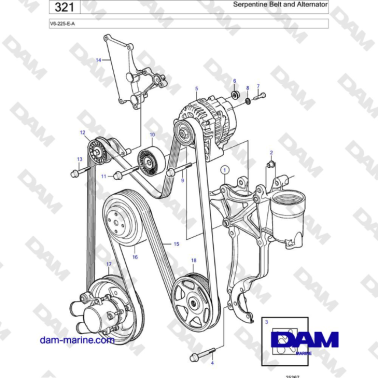 Volvo Penta V6-225 - Serpentine Belt and Alternator