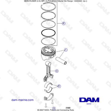 VUE ECLATEE - MERCRUISER 4.3L MPI ALPHA/BRAVO - Pistons & Connecting Rods