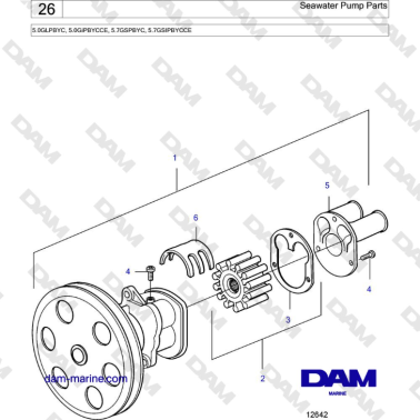 Volvo Penta 5.7L GSI - Seawater Pump Parts