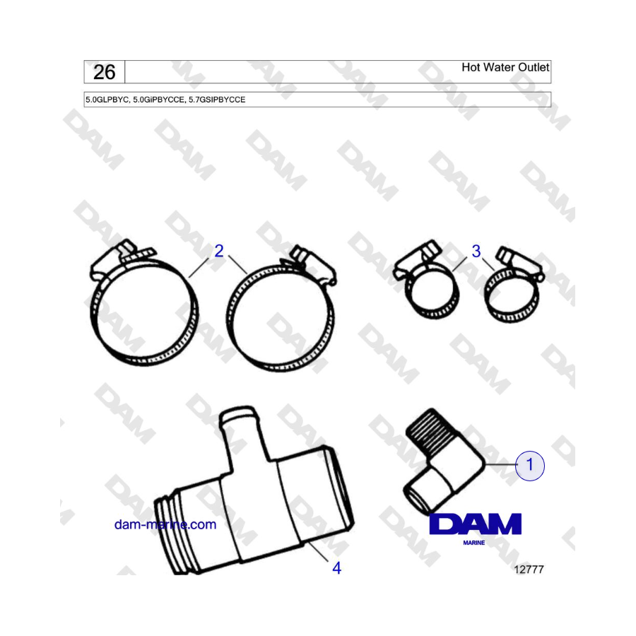 Volvo Penta 5.7L GSI - Hot Water Outlet
