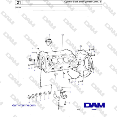 Volvo Penta AQ225B - Cylinder Block and Flywheel Cover.: B