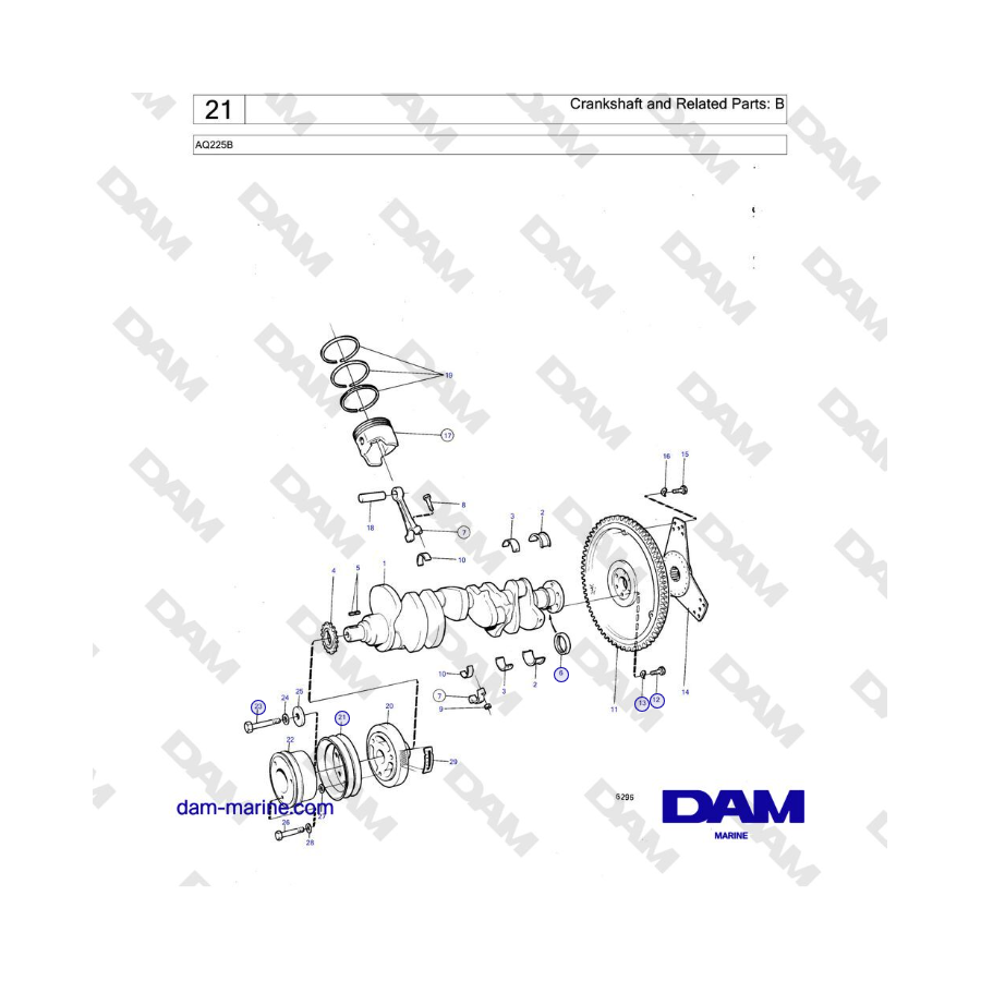 Volvo Penta AQ225B - Crankshaft and Related Parts: B