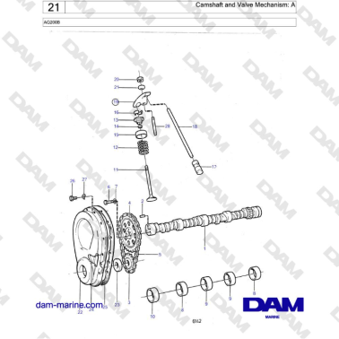 Volvo Penta AQ200B  - Camshaft and Valve Mechanism: A