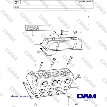 Volvo Penta AQ225B - Cylinder Head: B