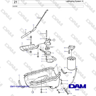 Volvo Penta AQ200B - Lubricating System: A