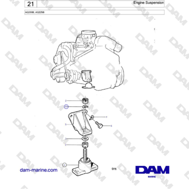Volvo Penta AQ200B / AQ225B - Engine Suspension