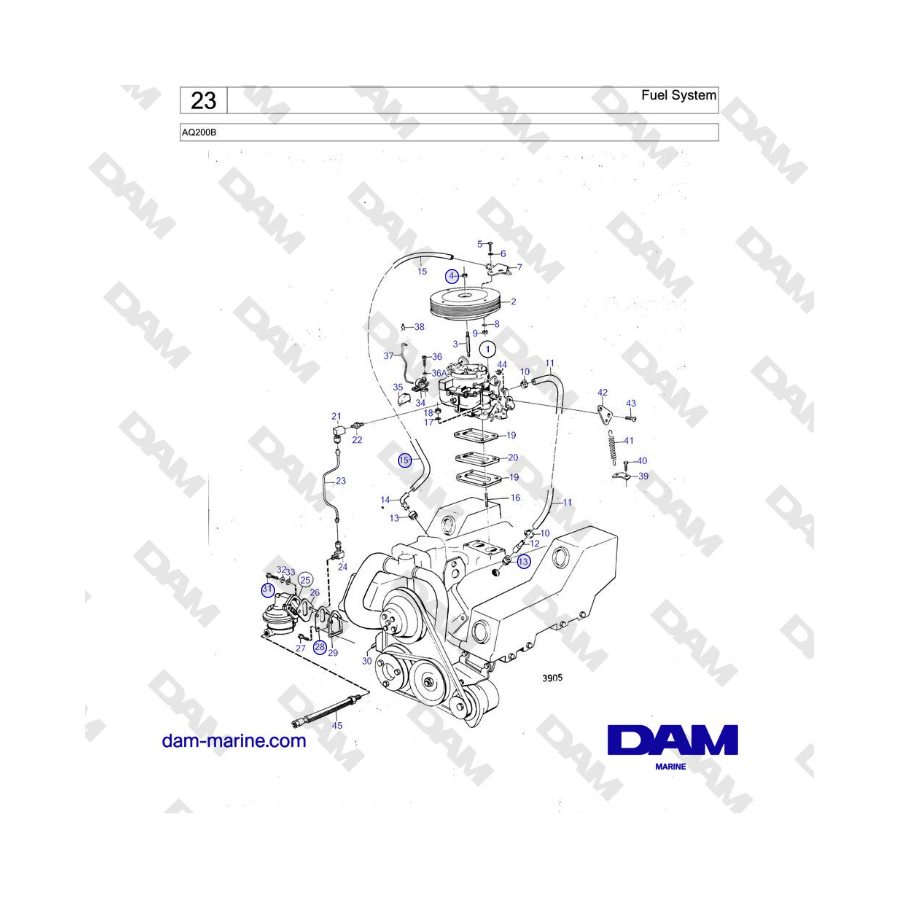 Volvo Penta AQ200B - Sistema de combustible 
