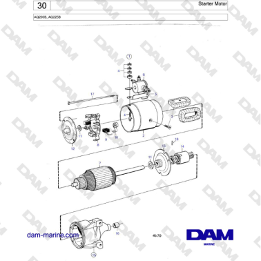 Volvo Penta AQ200B / AQ225B - Starter Motor