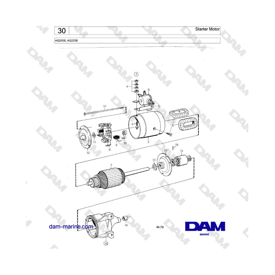 Volvo Penta AQ200B / AQ225B - Starter Motor Volvo Penta AQ200B / AQ225B - Starter Motor