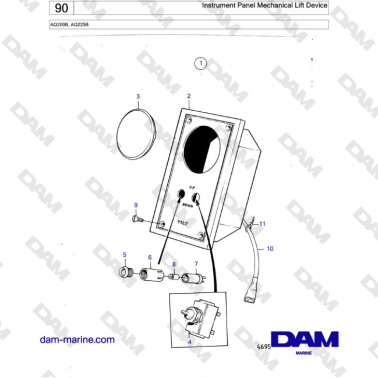 Volvo Penta AQ200B / AQ225B - Instrument Panel Mechanical Lift Device