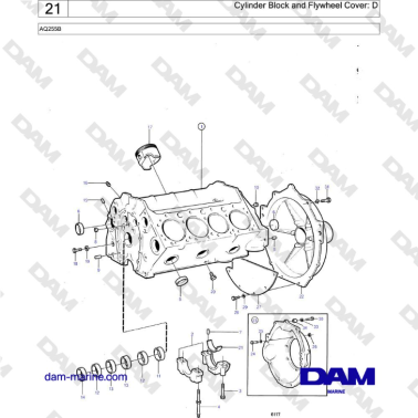 Volvo Penta AQ225B - Cylinder Block and Flywheel Cover: D