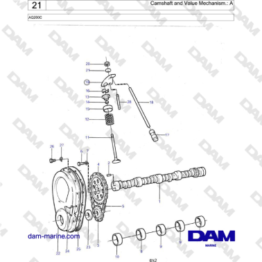 Volvo Penta AQ200C - Camshaft and Value Mechanism.: A