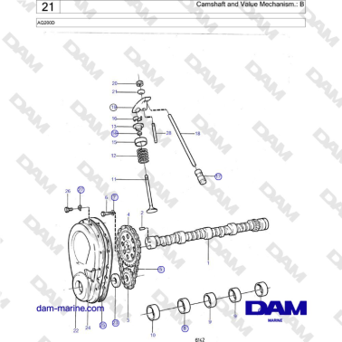 Volvo Penta AQ200D - Camshaft & value mechanism : B