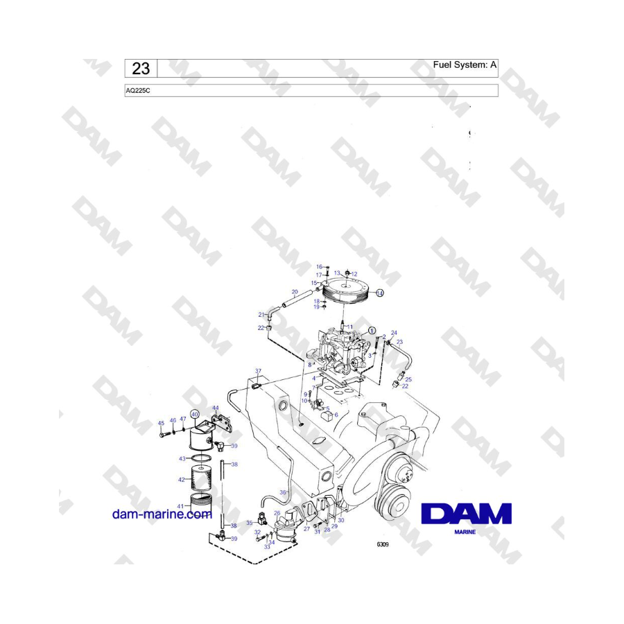 Volvo Penta AQ225C - Sistema de combustible: A