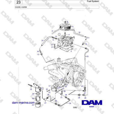 Volvo Penta AQ225D, AQ255B - Fuel System