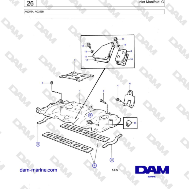 Volvo Penta AQ255A, AQ255B - Inlet Manifold: C