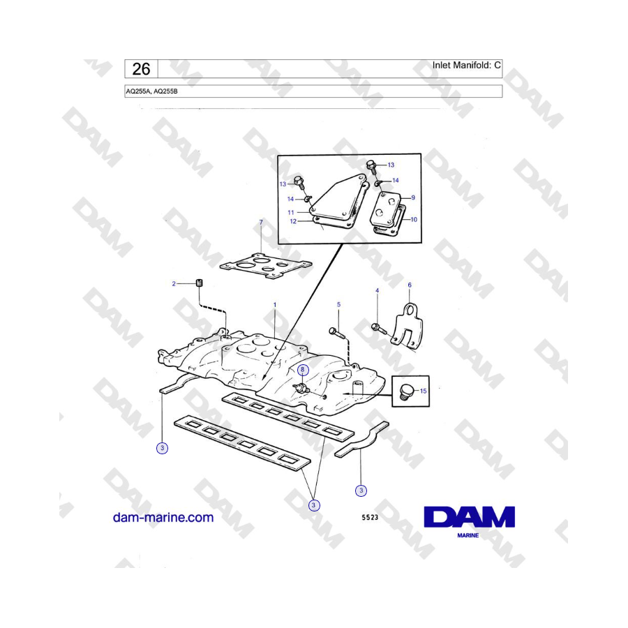 Volvo Penta AQ255A, AQ255B - Inlet Manifold: C