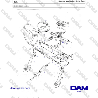 Volvo Penta AQ200C, AQ225C, AQ255A - Steering Mechanism Cable Type