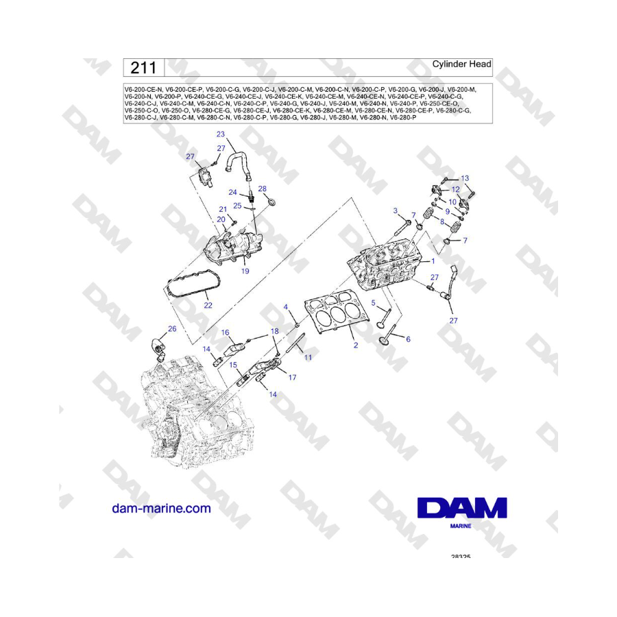 Volvo Penta V6-250 - Cylinder Head Volvo Penta V6-250 - Cylinder Head
