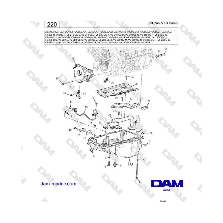Volvo Penta V6-250 - Oil Pan & Oil Pump Volvo Penta V6-250 - Oil Pan & Oil Pump