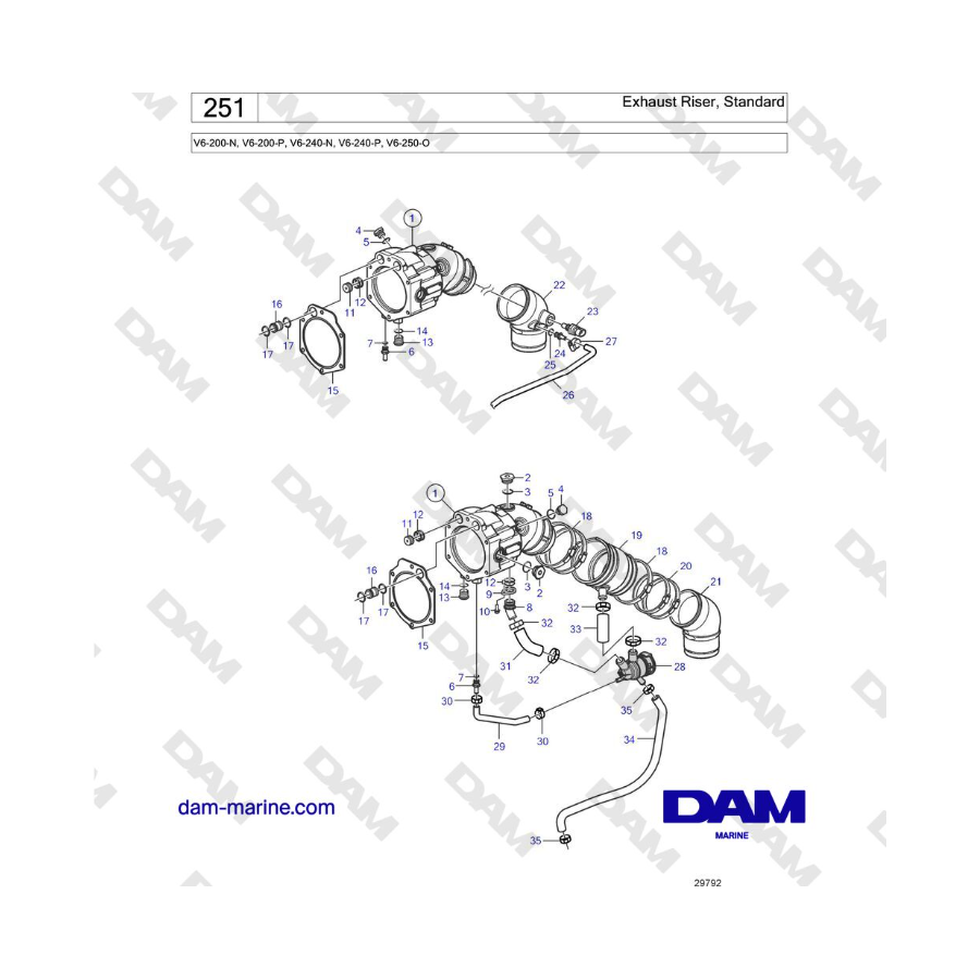 Volvo Penta V6-250 - Tubo de escape estándar 