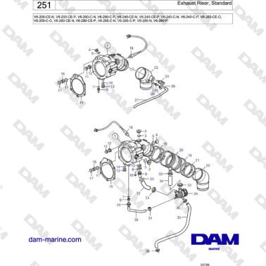 Volvo Penta V6-250 - Exhaust Riser, Standard