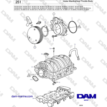 Volvo Penta V6-250 - Intake Manifold and Throttle Body