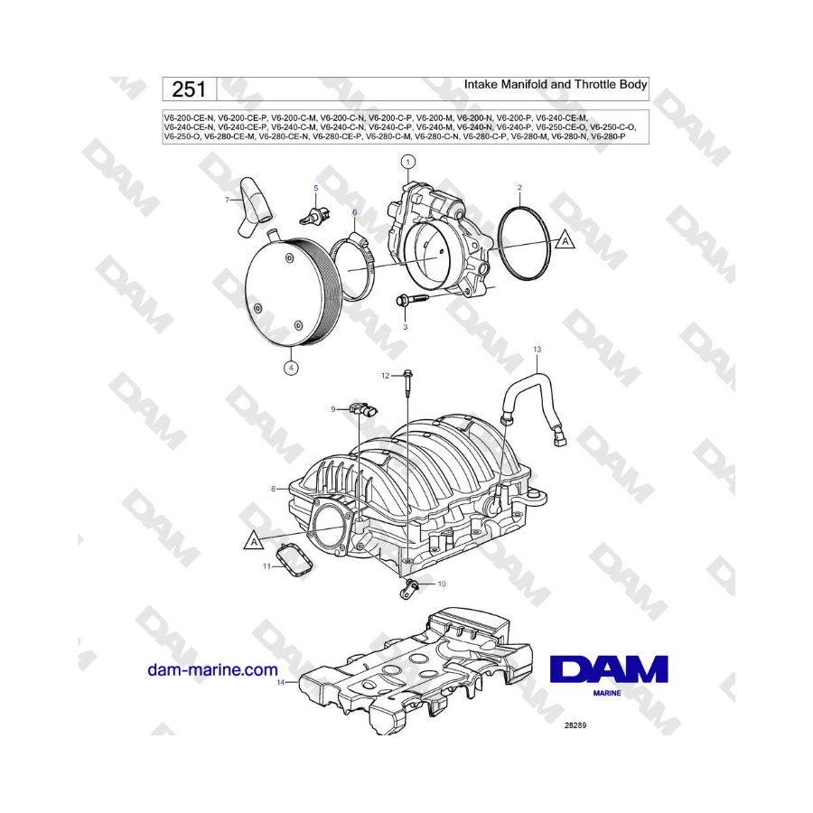 Volvo Penta V6-250 - Intake Manifold and Throttle Body Volvo Penta V6-250 - Intake Manifold and Throttle Body