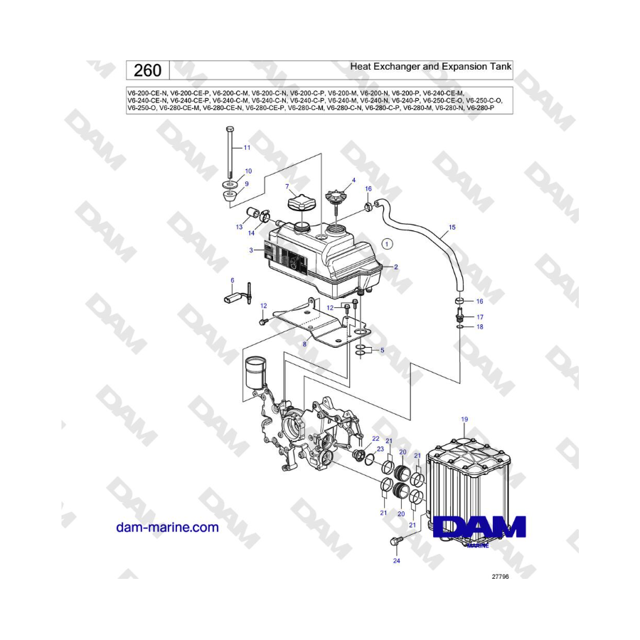 Volvo Penta V6-250 - Heat Exchanger and Expansion Tank