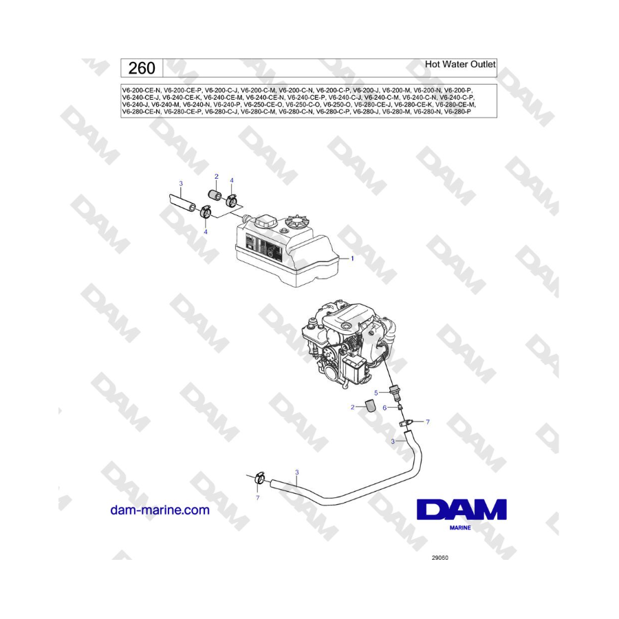 Volvo Penta V6-250 - Hot Water Outlet Volvo Penta V6-250 - Hot Water Outlet