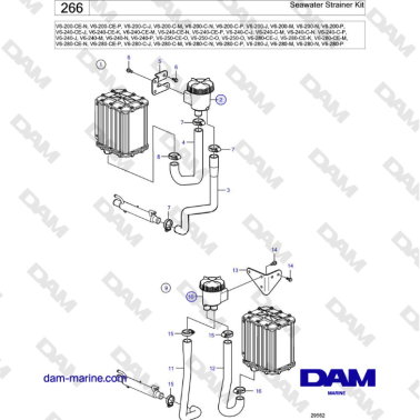 Volvo Penta V6-250 - Seawater Strainer Kit