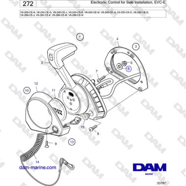 Volvo Penta V6-250 - Electronic Control for Side Installation, EVC-E