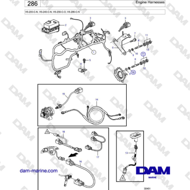 Volvo Penta V6-250 - Engine Harnesses