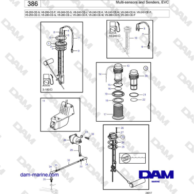 Volvo Penta V6-250 - Multi-sensors and Senders, EVC