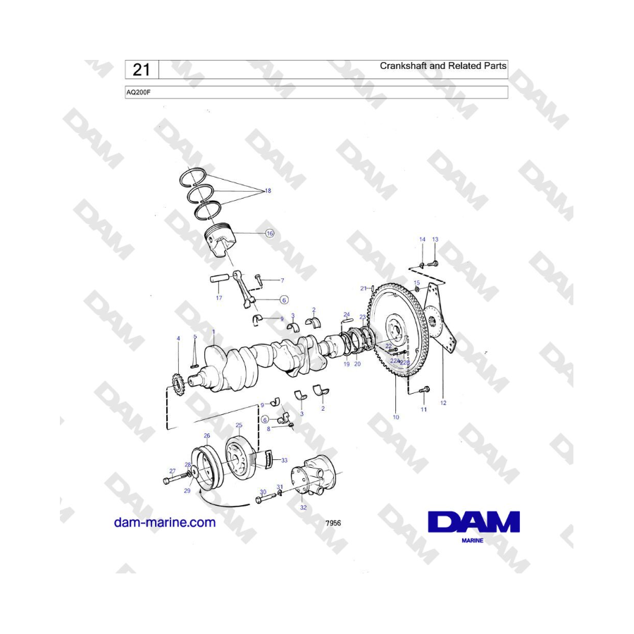 Volvo Penta AQ200F - Cigüeñal y piezas relacionadas