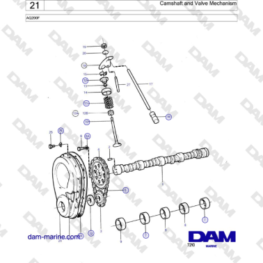 Volvo Penta AQ200F - Camshaft and Valve Mechanism