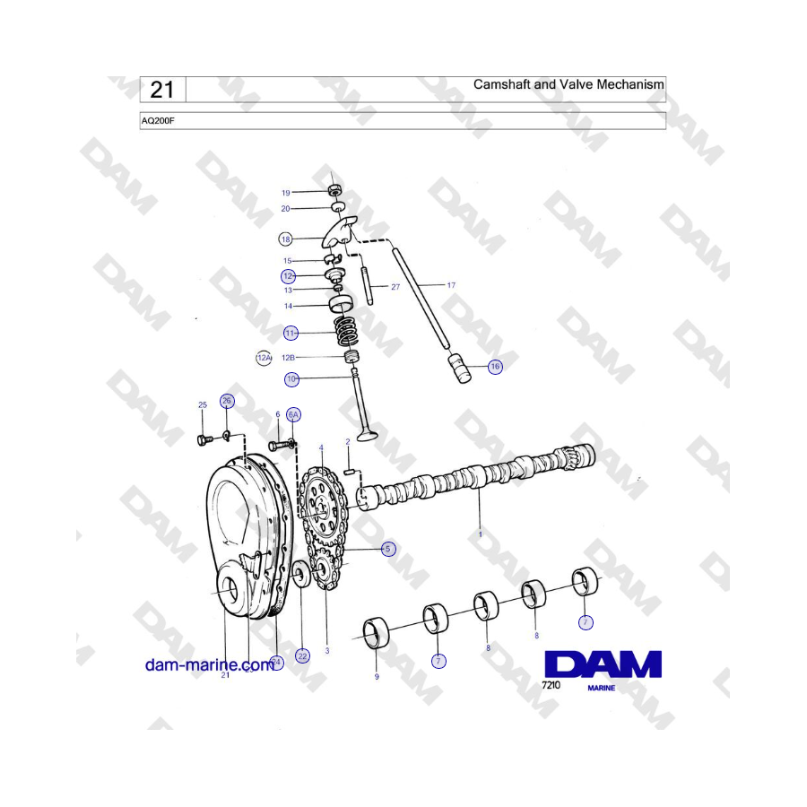 Volvo Penta AQ200F - Camshaft and Valve Mechanism 